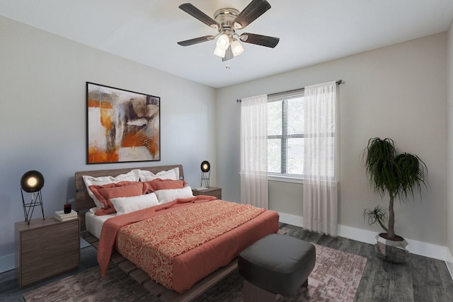821 Collin Dr, Euless, TX 76039 - bedroom featuring wood finished floors, baseboards, and a ceiling fan