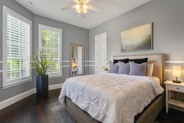 2906 Cottonwood Ln, Colleyville, TX 76034 - bedroom featuring hardwood / wood-style flooring, baseboards, and ceiling fan