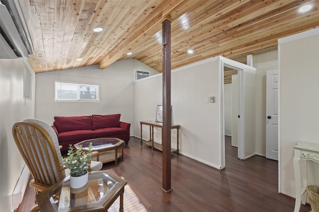 53 Bentwood Dr, Pottsboro, TX 75076 - living room with wood ceiling, wood finished floors, vaulted ceiling, recessed lighting, and baseboards