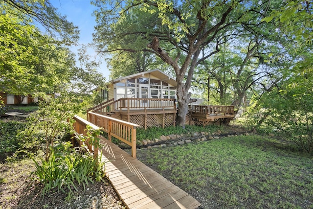 53 Bentwood Dr, Pottsboro, TX 75076 - view of yard with a wooden deck