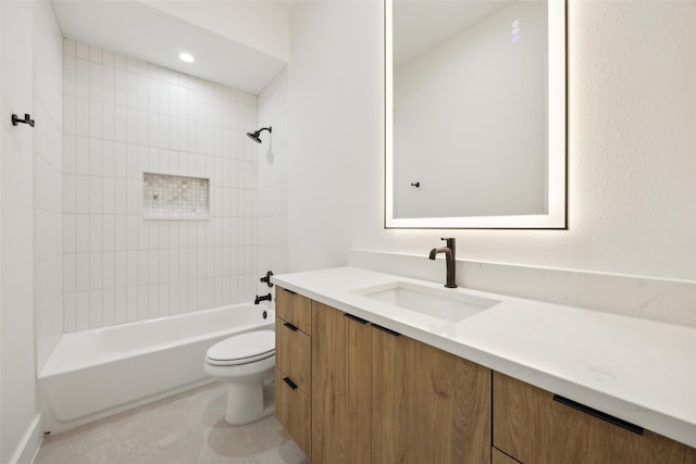 5217 Lindsley Ave, Dallas, TX 75223 - full bathroom featuring toilet, vanity, and tub / shower combination