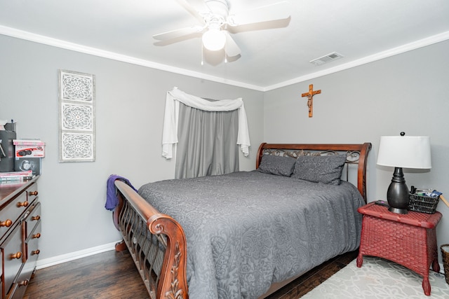 350 Vz County Road 3907, Wills Point, TX 75169 - bedroom featuring wood finished floors, baseboards, ornamental molding, and ceiling fan