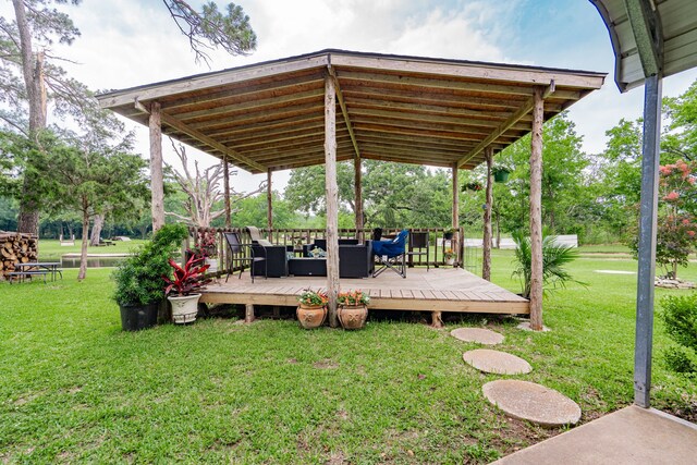 350 Vz County Road 3907, Wills Point, TX 75169 - view of grassy yard featuring a wooden deck and outdoor lounge area