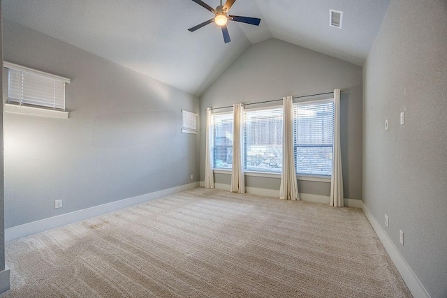 13805 Marys Ridge Rd, Fort Worth, TX 76008 - unfurnished room featuring ceiling fan, lofted ceiling, carpet, and baseboards