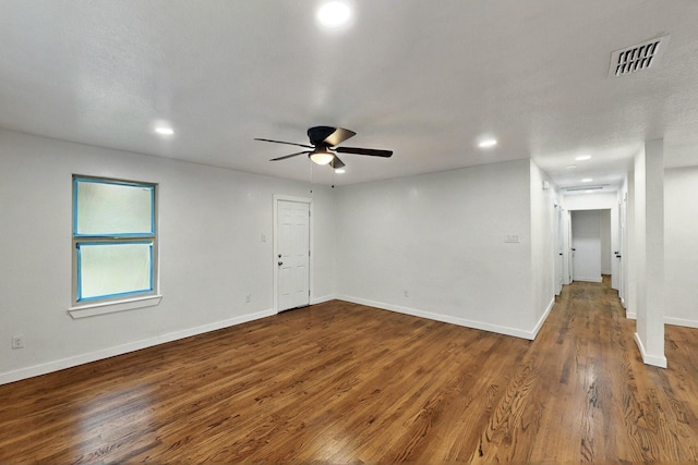 3920 Vanette Ln, Dallas, TX 75216 - spare room with a ceiling fan, baseboards, wood finished floors, and recessed lighting