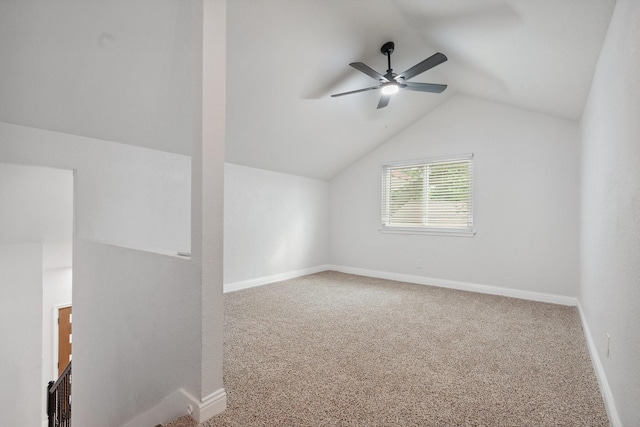 2123 Wheaton Dr, Richardson, TX 75081 - bonus room featuring lofted ceiling, carpet floors, ceiling fan, and baseboards