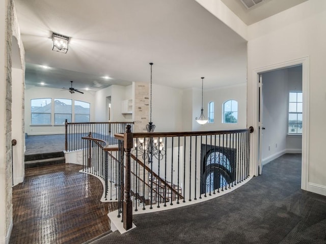 4604 Donna Ln, Parker, TX 75002 - corridor featuring carpet floors, baseboards, an upstairs landing, and plenty of natural light