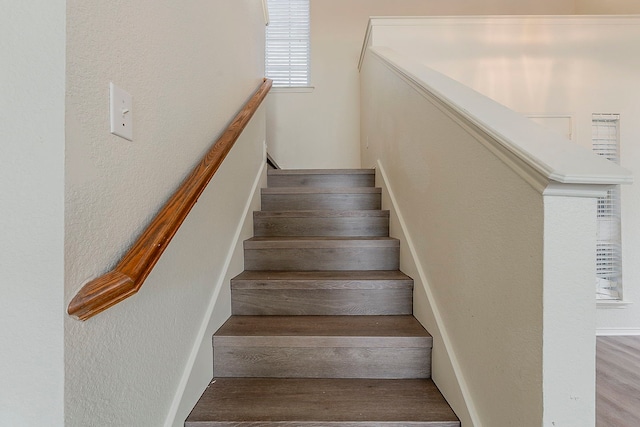 1720 Triumph Trl, Arlington, TX 76002 - staircase featuring wood finished floors and a textured wall