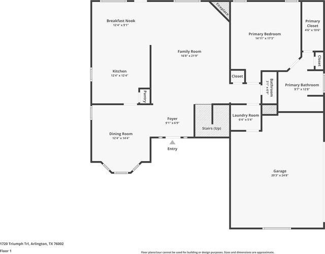 1720 Triumph Trl, Arlington, TX 76002 - property floor plan