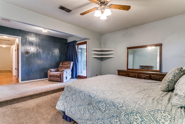 2412 Crestview Cir, Irving, TX 75062 - carpeted bedroom featuring attic access and a ceiling fan