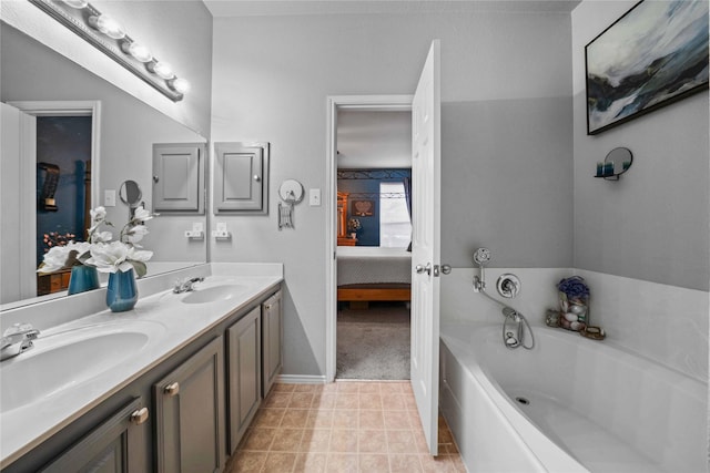 1412 Millbrook Ln, Wylie, TX 75098 - bathroom featuring ensuite bath, a garden tub, double vanity, and baseboards