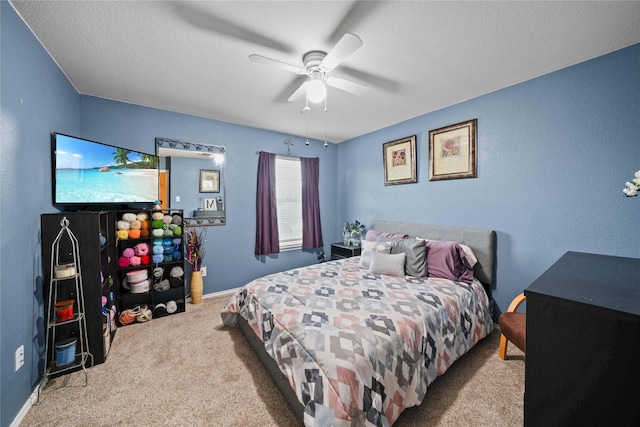 1412 Millbrook Ln, Wylie, TX 75098 - bedroom with carpet, a ceiling fan, and a textured ceiling