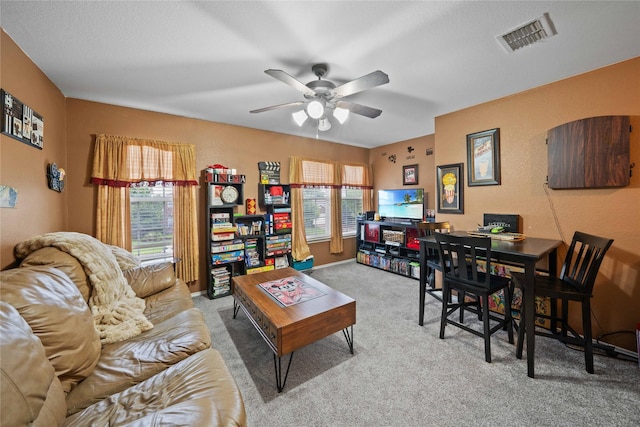 1412 Millbrook Ln, Wylie, TX 75098 - living room with ceiling fan, carpet, and baseboards