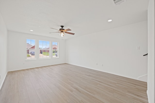 7205 Lake Roberts Way, Arlington, TX 76002 - spare room featuring light wood-type flooring, ceiling fan, baseboards, and recessed lighting