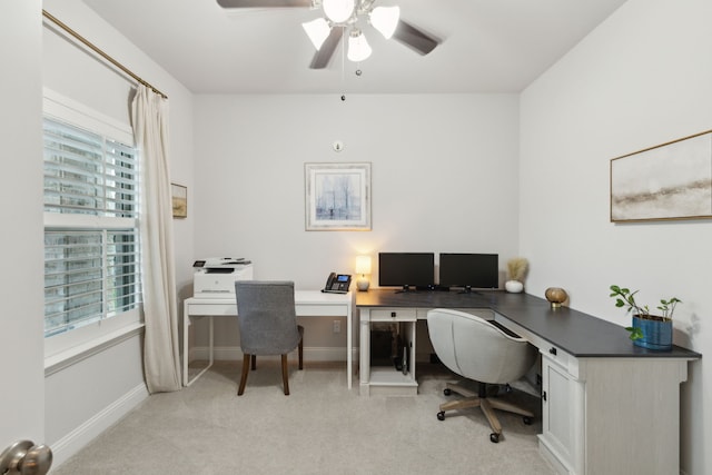 509 Oleander Dr, Royse City, TX 75189 - office area with light colored carpet, ceiling fan, and baseboards