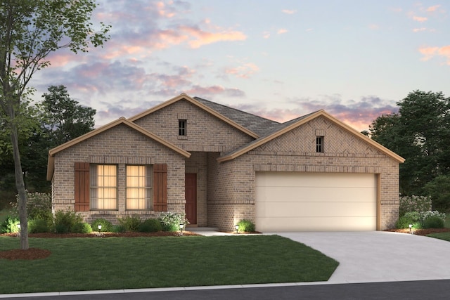 1736 Opaca Dr, Fort Worth, TX 76131 - french country style house with brick siding, driveway, and a lawn