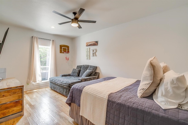 1014 Eagles Ridge Ct, Weatherford, TX 76087 - bedroom featuring wood finished floors, ceiling fan, and recessed lighting