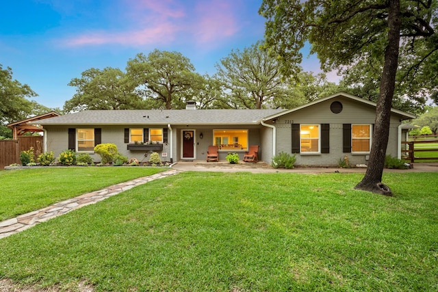 7313 Jo Will St, Colleyville, TX 76034 - ranch-style house featuring brick siding, a chimney, and covered porch