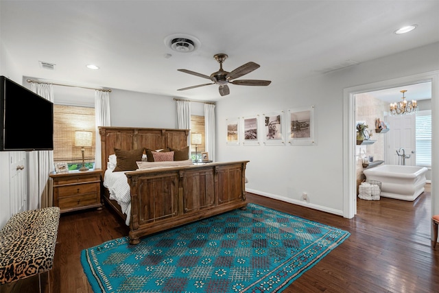 4233 Pershing Ave, Fort Worth, TX 76107 - bedroom with dark wood finished floors, baseboards, multiple windows, and recessed lighting