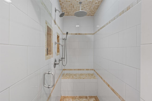 4233 Pershing Ave, Fort Worth, TX 76107 - full bathroom featuring a tile shower and tile walls