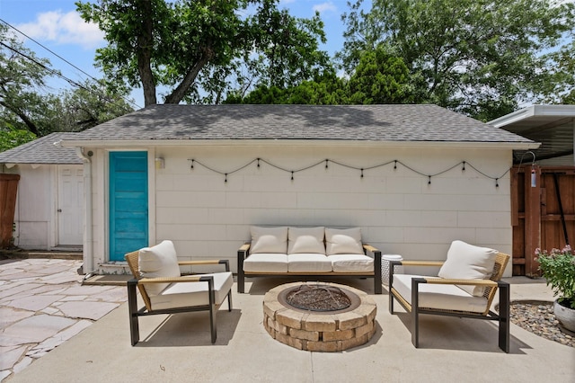 4233 Pershing Ave, Fort Worth, TX 76107 - view of patio / terrace featuring an outdoor living space with a fire pit