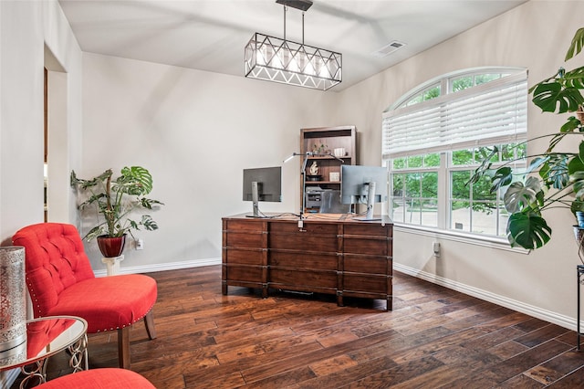 11589 Geranium Dr, Frisco, TX 75035 - living area featuring hardwood / wood-style flooring, baseboards, and an office area