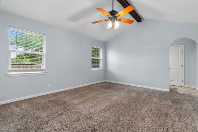 5225 Fallworth Ct, Fort Worth, TX 76133 - unfurnished room featuring light colored carpet, arched walkways, a ceiling fan, and baseboards