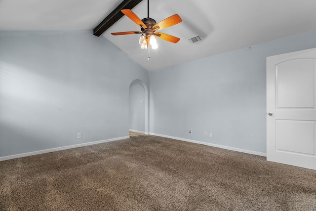 5225 Fallworth Ct, Fort Worth, TX 76133 - carpeted empty room with ceiling fan, arched walkways, and baseboards