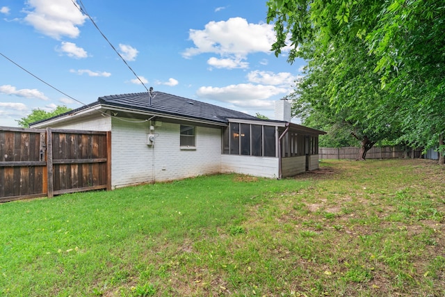 5225 Fallworth Ct, Fort Worth, TX 76133 - rear view of property featuring a sunroom, brick siding, and a chimney