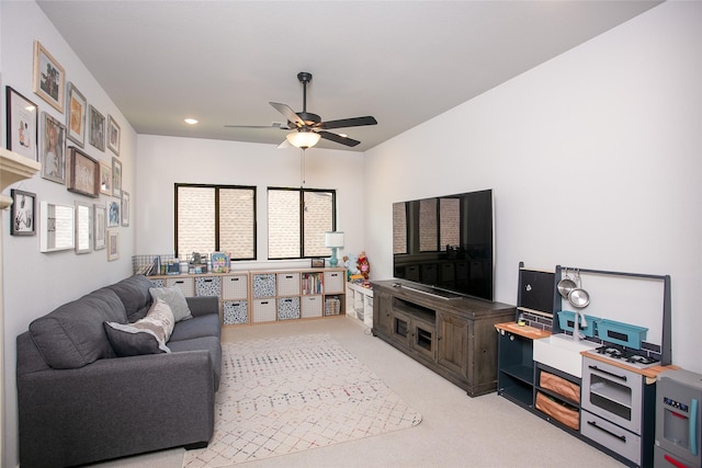 2708 Darlington Rd, Northlake, TX 76226 - living room with ceiling fan and light colored carpet