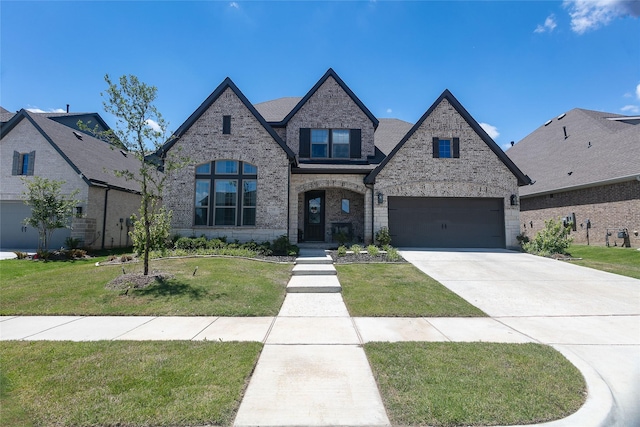 2708 Darlington Rd, Northlake, TX 76226 - french country inspired facade featuring brick siding, driveway, a front yard, and a garage