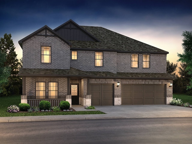 2024 Windy Trl, Princeton, TX 75407 - view of front of home featuring covered porch, brick siding, an attached garage, and concrete driveway