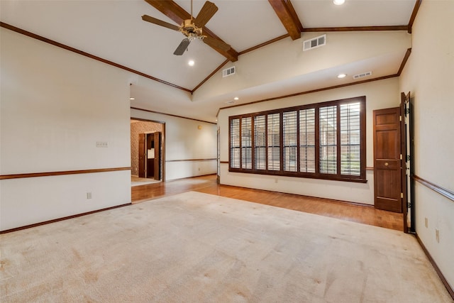 11103 Manorview Cir, Dallas, TX 75228 - carpeted spare room featuring ceiling fan, recessed lighting, wood finished floors, crown molding, and baseboards