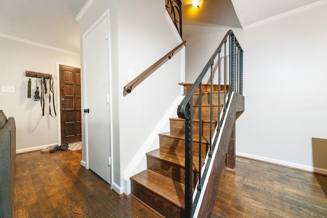 4800 Northway Dr Unit 17A, Dallas, TX 75206 - stairway with wood finished floors, ornamental molding, and baseboards