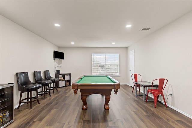 8537 Gray Shale Dr, Fort Worth, TX 76179 - game room with pool table, recessed lighting, dark wood-style flooring, and baseboards