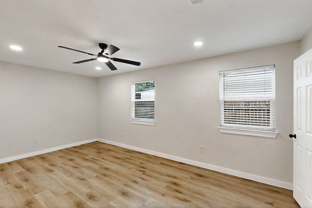 3103 Andrea Ln, Dallas, TX 75228 - unfurnished room featuring light wood-type flooring, recessed lighting, and a ceiling fan