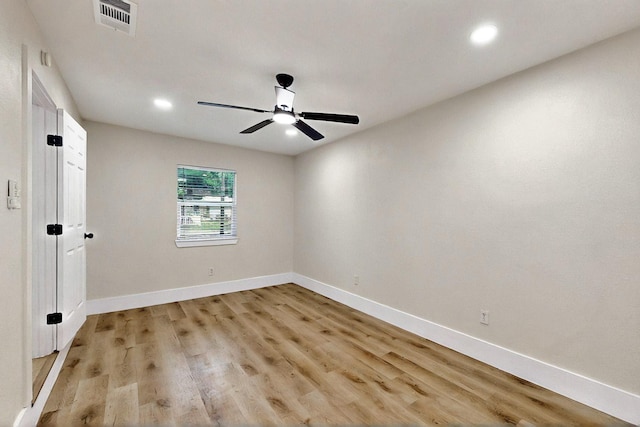 3103 Andrea Ln, Dallas, TX 75228 - unfurnished room featuring light wood-style floors, ceiling fan, and recessed lighting