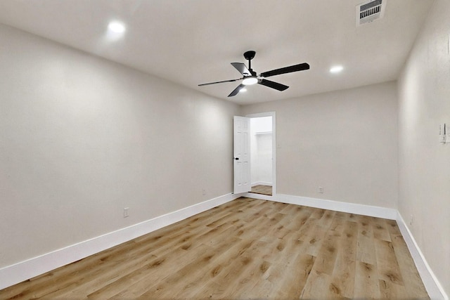 3103 Andrea Ln, Dallas, TX 75228 - spare room featuring a ceiling fan, light wood finished floors, and recessed lighting