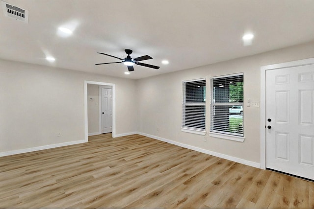 3103 Andrea Ln, Dallas, TX 75228 - entrance foyer featuring ceiling fan, light wood-style floors, and recessed lighting