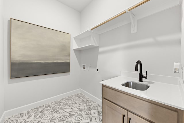 1015 Olympic Dr, Rockwall, TX 75087 - laundry area with washer hookup, hookup for an electric dryer, baseboards, and cabinet space