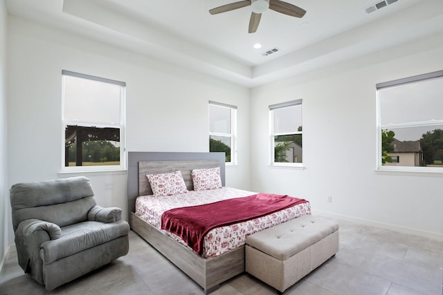 21 Graham Ln, Lucas, TX 75002 - bedroom with a raised ceiling, baseboards, recessed lighting, a ceiling fan, and light tile patterned flooring