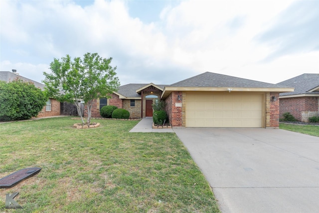 210 Miss Ellie Ln, Abilene, TX 79602 - ranch-style home featuring an attached garage, concrete driveway, a front yard, and brick siding