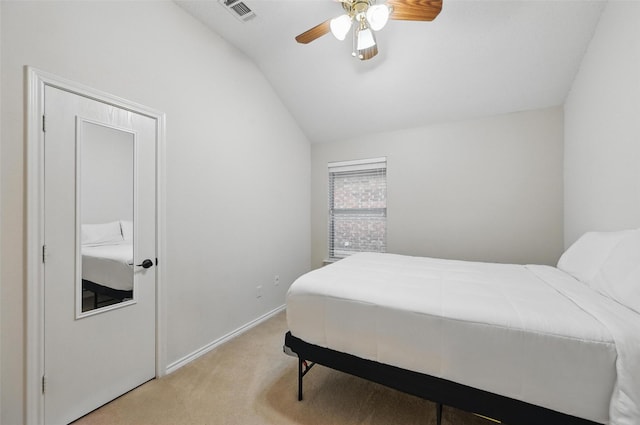 4525 Wheatland Dr, Fort Worth, TX 76179 - bedroom featuring vaulted ceiling, light colored carpet, a ceiling fan, and baseboards