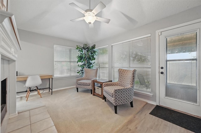 4525 Wheatland Dr, Fort Worth, TX 76179 - sitting room featuring plenty of natural light, baseboards, ceiling fan, an office area, and lofted ceiling