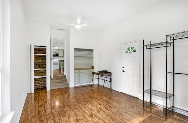 415 Lone Star Ln, Hideaway, TX 75771 - entrance foyer with ceiling fan, wood finished floors, and baseboards