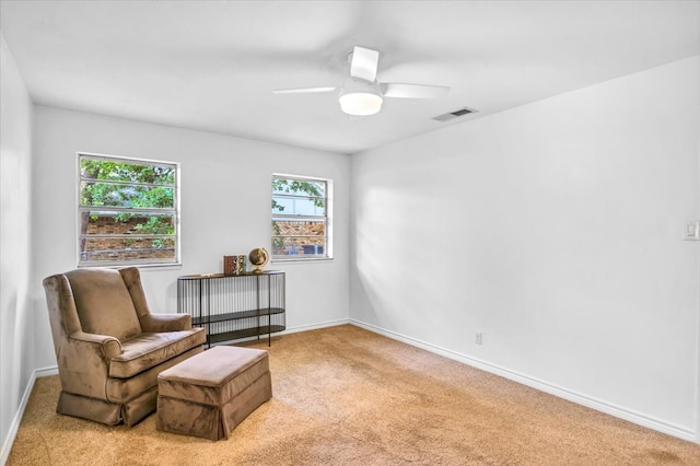 415 Lone Star Ln, Hideaway, TX 75771 - living area with light colored carpet, baseboards, and a ceiling fan