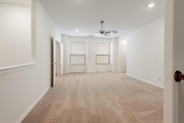 3104 Lakewood Bluffs Trl, Lewisville, TX 75010 - unfurnished room with light colored carpet, recessed lighting, ceiling fan, and baseboards