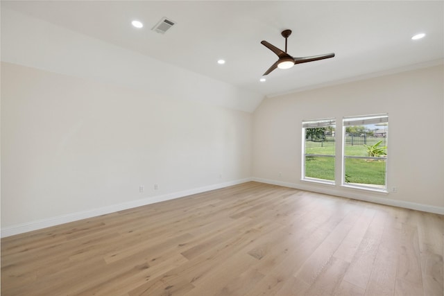 3517 Grants Lndg, Fort Worth, TX 76179 - spare room with light wood-style floors, lofted ceiling, ceiling fan, baseboards, and recessed lighting