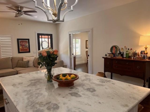 406 Barnes St, Mckinney, TX 75069 - dining room featuring ceiling fan and a chandelier