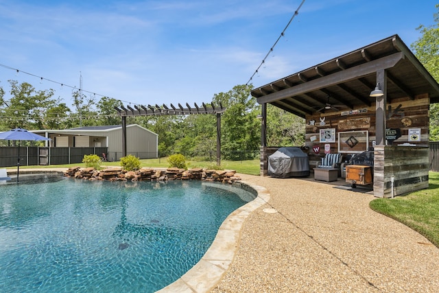 7404 Sandy Lake Rd, Quinlan, TX 75474 - view of pool with grilling area and a patio
